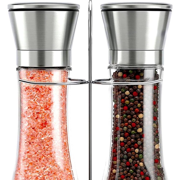 Willow & Everett Salt and Pepper Grinder Set - Stainless Steel Refillable - Picture 2 of 6